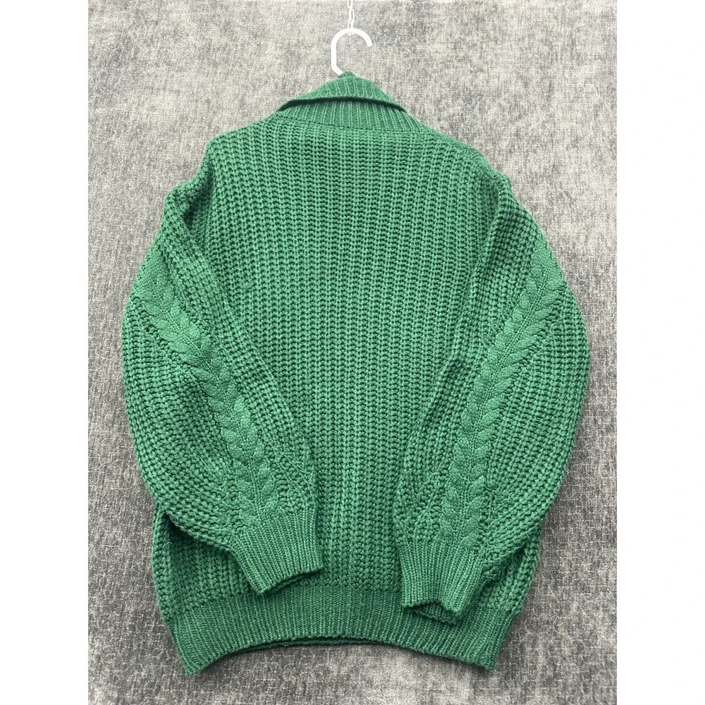 Allison Joy Sweater‎ Womens Medium Green Acrylic Cable Knit Ribbed Turtleneck